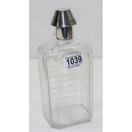 1039 - An interesting 19th century silver and cut glass novelty decanter formed as a medicine bottle, marks... 