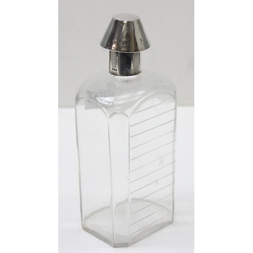 1039 - An interesting 19th century silver and cut glass novelty decanter formed as a medicine bottle, marks... 