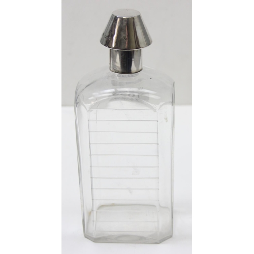 1039 - An interesting 19th century silver and cut glass novelty decanter formed as a medicine bottle, marks... 