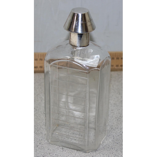 1039 - An interesting 19th century silver and cut glass novelty decanter formed as a medicine bottle, marks... 