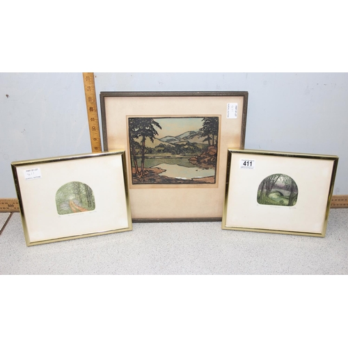 418 - Pair of Stephen Whittle pencil drawings and a signed print by P B Musson