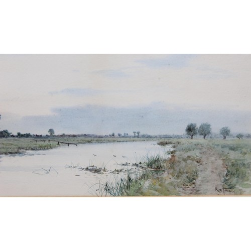 415 - 2 x watercolours by Robert Winchester Fraser (British, 1848-1906), 'On the Test, Hamps 95' and 'Fenl... 