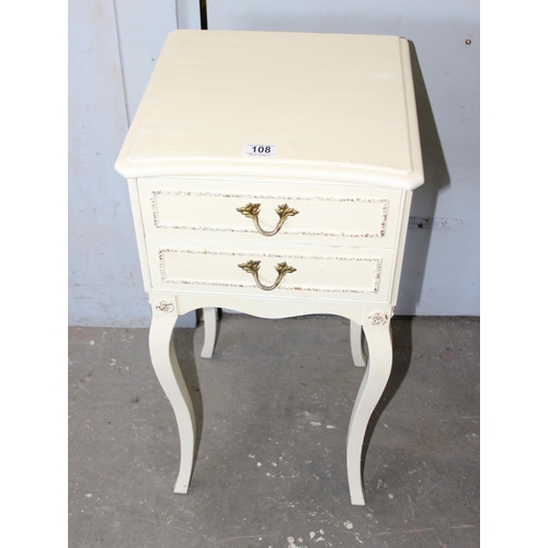 108 - Cream 2-drawer bedside table