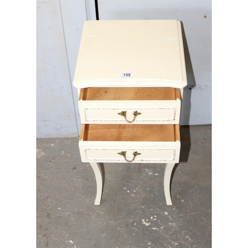 108 - Cream 2-drawer bedside table