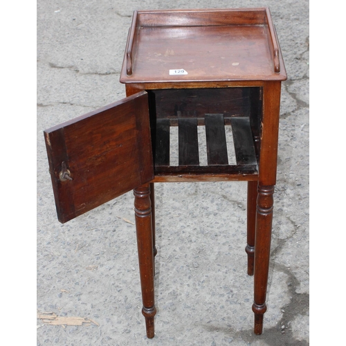 129 - Georgian mahogany pot cupboard on turned legs. approx 80cm high