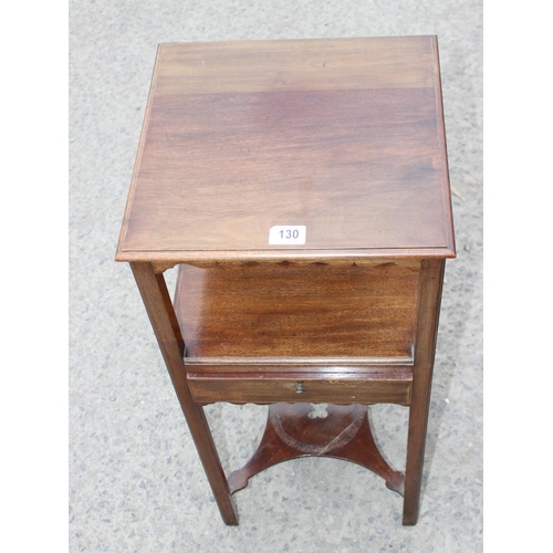 130 - Antique mahogany wash stand with single drawer, approx 80cm high