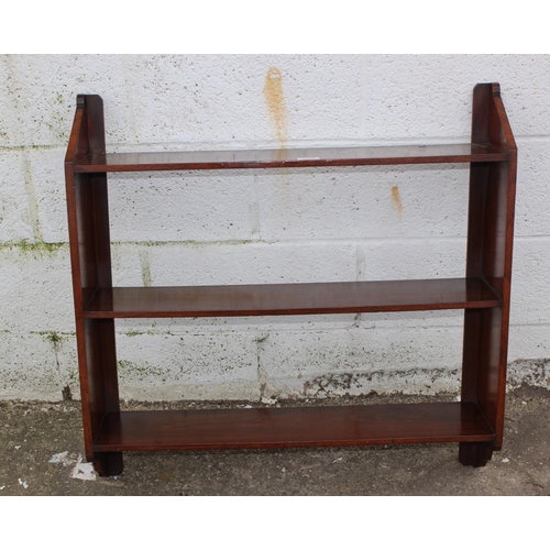 132 - 19th century walnut 3 shelf hanging bookcase, approx width 80cm