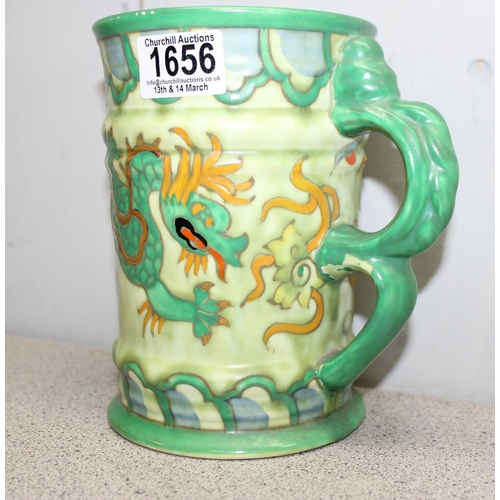 1656 - A 1930's Charlotte Rhead for Crown Ducal Manchu Dragon pattern 4511 tankard decorated with a tubelin... 