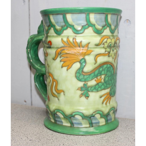 1656 - A 1930's Charlotte Rhead for Crown Ducal Manchu Dragon pattern 4511 tankard decorated with a tubelin... 