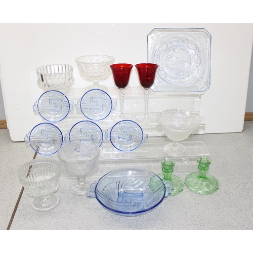 1860 - Collection of pressed glass to include an example celebrating Gladstone's election win