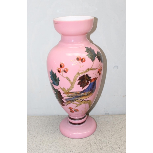 1861 - Qty of antique and later glassware to include a large pink milk glass vase