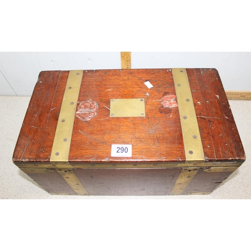 290 - A superb quality 19th century brass bound mahogany box, remnants of previous wax seals hints at an i... 