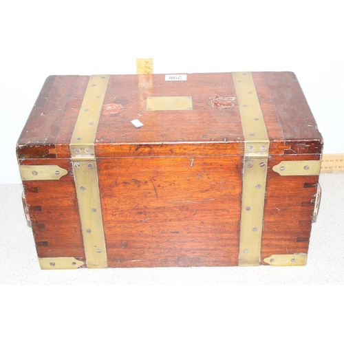 290 - A superb quality 19th century brass bound mahogany box, remnants of previous wax seals hints at an i... 