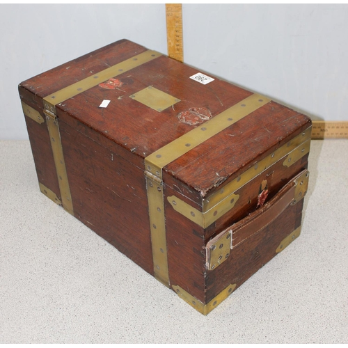 290 - A superb quality 19th century brass bound mahogany box, remnants of previous wax seals hints at an i... 