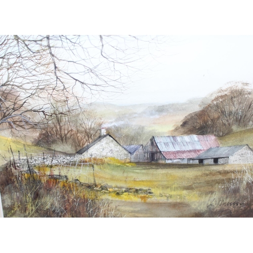 425 - Ken J. Messer (British 1931–2018), watercolour titled 'Welsh Farm'