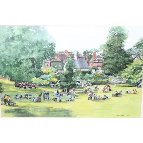 426 - Joyce Shaw, local artist, watercolour of castle grounds and band at Wallingford