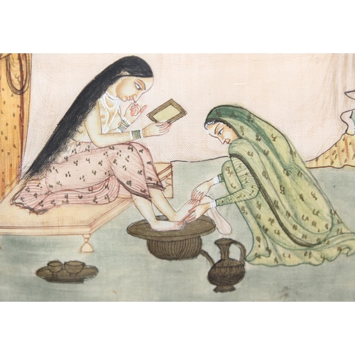 428 - Framed Indian Pahari painting of a Nayika at bath