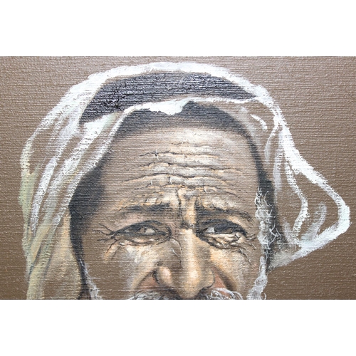 434 - Oil on board painting of a middle eastern gentleman, signed Ramzi, approx 62cm x 47cm inc frame