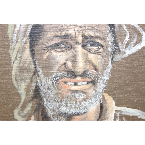 434 - Oil on board painting of a middle eastern gentleman, signed Ramzi, approx 62cm x 47cm inc frame