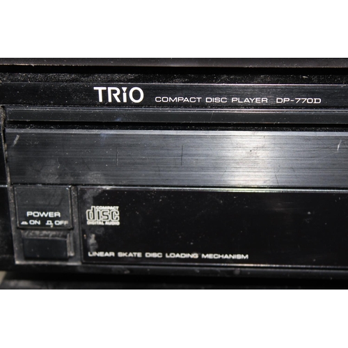 769 - Quantity of stereo equipment including Trio double cassette deck model X-5WG, a Trio Synthesizer an ... 