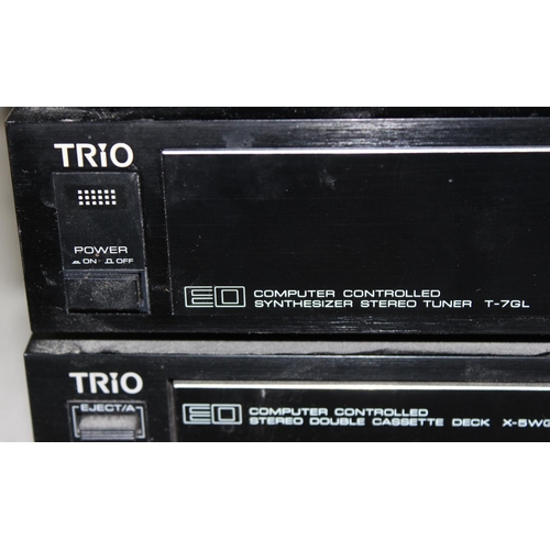 769 - Quantity of stereo equipment including Trio double cassette deck model X-5WG, a Trio Synthesizer an ... 