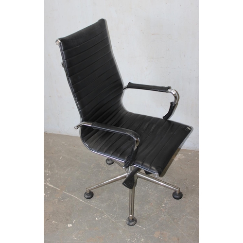 99A - Charles Eames style chrome & black office chair