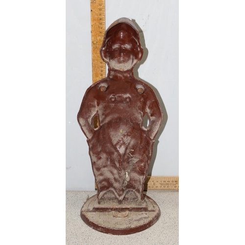 1866 - An early 20th century enamelled iron figure of a Dutch boy, approx 50cm tall