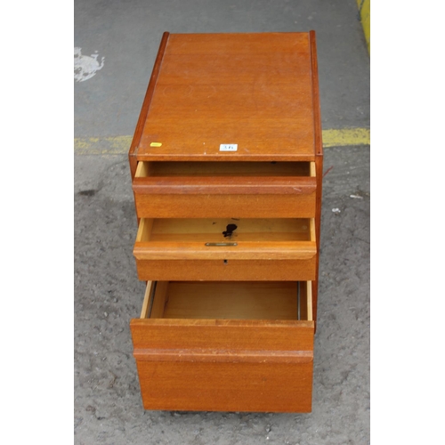 3A - A retro 1960's Ikea 3 drawer retro small chest of drawers or bedside cabinet, brought from Sweden c.... 