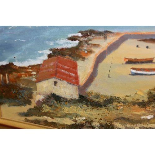 446 - The Old Harbour, Hermanus Cape, South Africa, oil on board by Phil Cloete