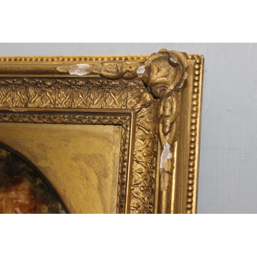 449 - Antique continental gilt framed painting of a couple