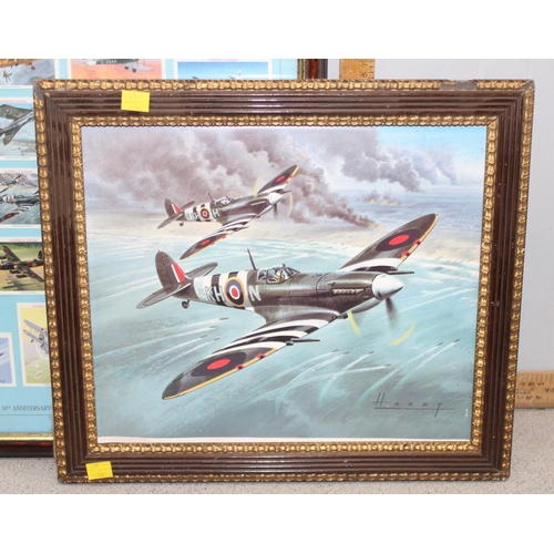 448 - Castella cigars British Aviation collectors cards & a WW2 spitfire print