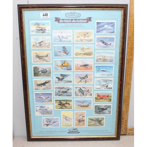 448 - Castella cigars British Aviation collectors cards & a WW2 spitfire print