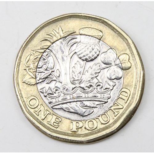 1201 - A rare 2018 £1 coin off centre mistrike coin