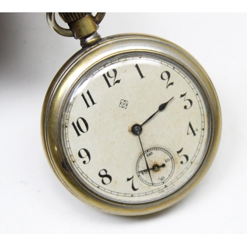 1350 - A vintage mechanical pocket watch and an antique French clock or watch in easel type stand (2)