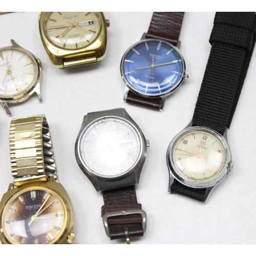 1351 - 9 assorted vintage Gent's wristwatches to inc Superoma, Ingersoll, Seiko, Invicta, Kienzle, USSR Sek... 