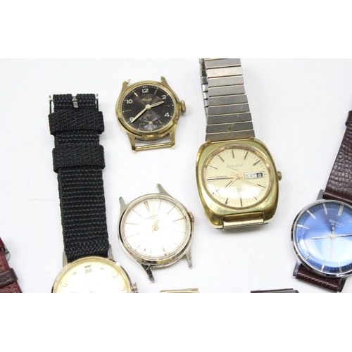 1351 - 9 assorted vintage Gent's wristwatches to inc Superoma, Ingersoll, Seiko, Invicta, Kienzle, USSR Sek... 