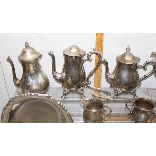 1056 - Large qty of assorted silver plate and other metalware to inc teapots etc, approx 11kg gross