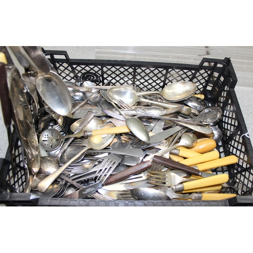 1061 - Qty of assorted antique and later cutlery, mainly silver plated, approx 6kg gross