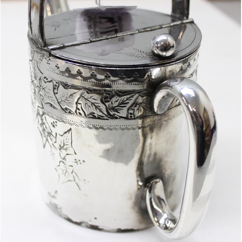 1071 - An unusual 19th century silver plated watering can with embossed ivy leaf design, approx 20cm tall, ... 