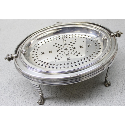 1072 - A late 19th or early 20th century country house silver plated heated serving dome or revolving break... 