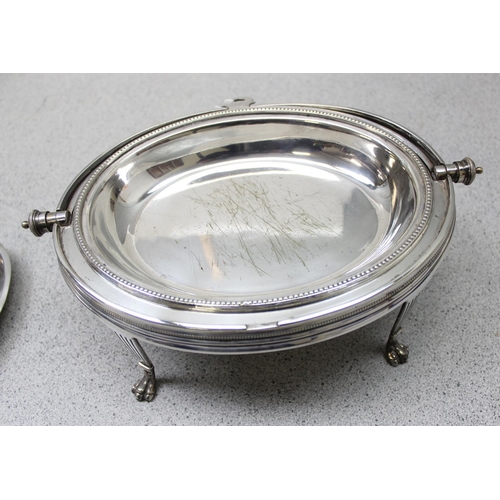 1072 - A late 19th or early 20th century country house silver plated heated serving dome or revolving break... 