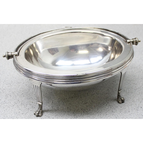 1072 - A late 19th or early 20th century country house silver plated heated serving dome or revolving break... 