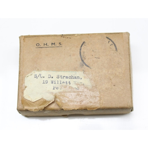 1403 - 4 WW2 RAF medals in original box, named to Squadron Leader D. Strachan with partial address, 4 medal... 