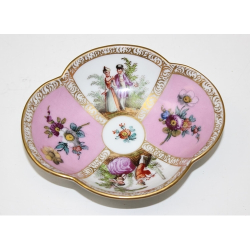 1693 - A 19th century Capodimonte cabinet cup and saucer with hand painted relief decoration & a Meissen Au... 