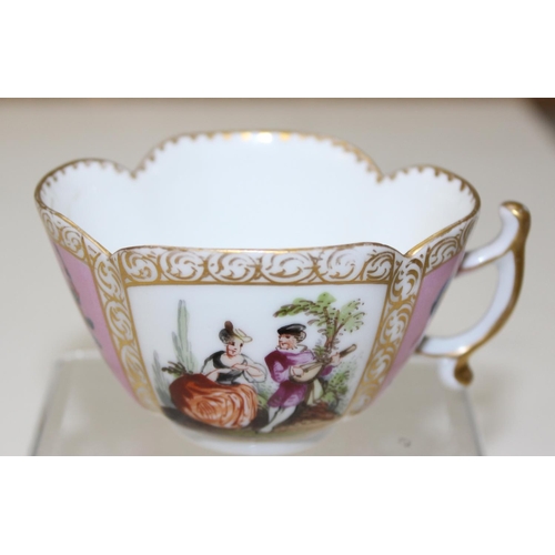 1693 - A 19th century Capodimonte cabinet cup and saucer with hand painted relief decoration & a Meissen Au... 