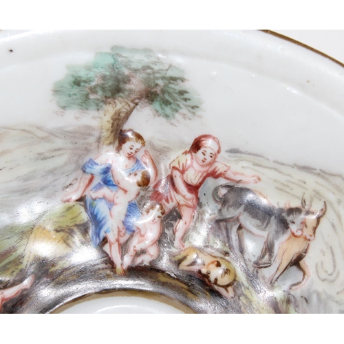 1693 - A 19th century Capodimonte cabinet cup and saucer with hand painted relief decoration & a Meissen Au... 