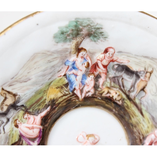 1693 - A 19th century Capodimonte cabinet cup and saucer with hand painted relief decoration & a Meissen Au... 