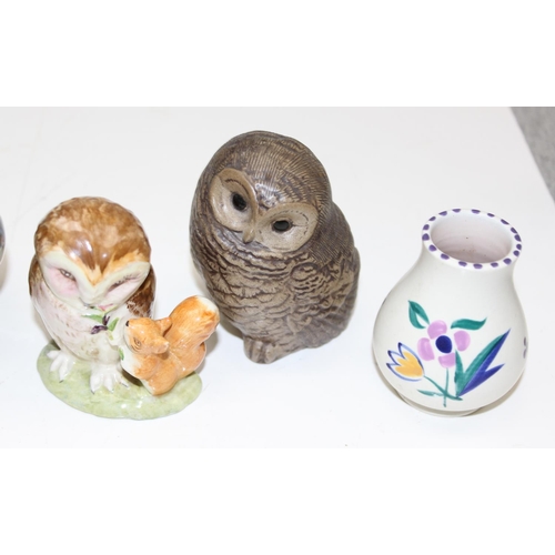 1697 - Beswick owl, Poole owl, studio pottery duck etc