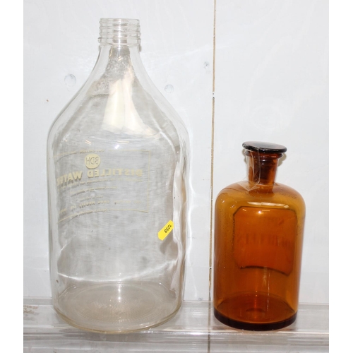 662 - 2 vintage scientific bottles, Distilled Water & Spir Coeruleus