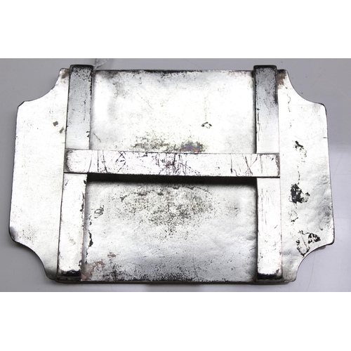 1076 - An unusual 19th century silver plated buckle marked for David Sassoon & Co of Mumbai, possibly a car... 